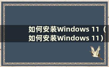 如何安装Windows 11（如何安装Windows 11）